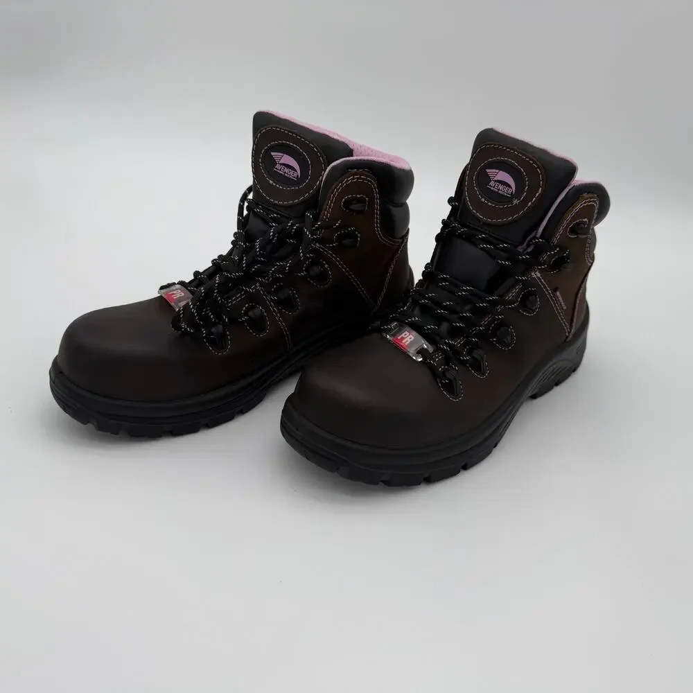 Avenger A7123 Framer Women’s CT Brown/Lilac Comp Toe Waterproof Work Boots - 6.5